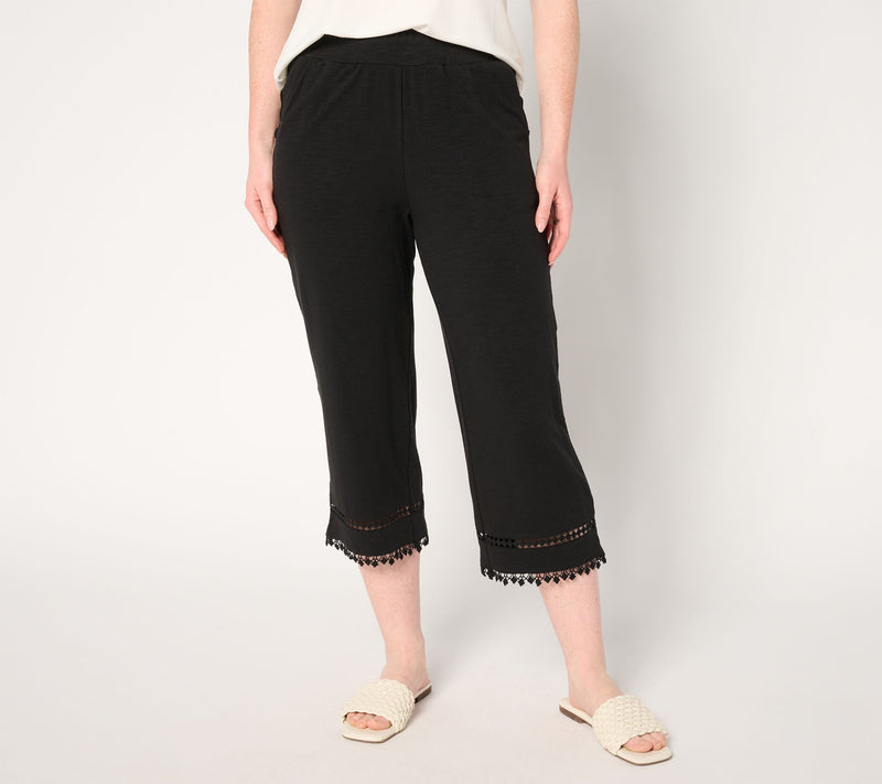 Belle by Kim Gravel Petite Slub Knit Diamond Trim Capri Pant — View 5