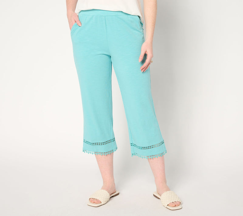 Belle by Kim Gravel Petite Slub Knit Diamond Trim Capri Pant — Main view