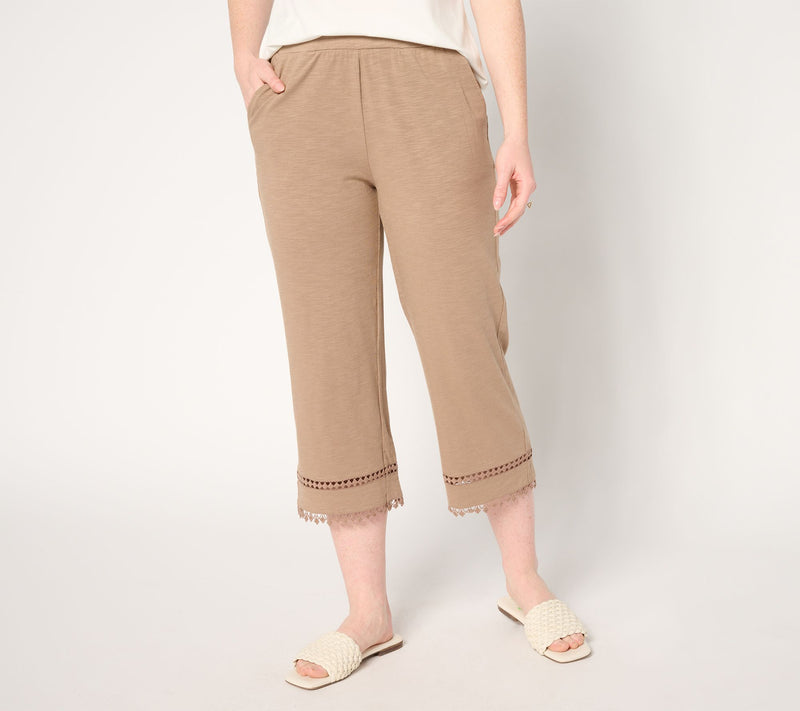 Belle by Kim Gravel Petite Slub Knit Diamond Trim Capri Pant — View 11