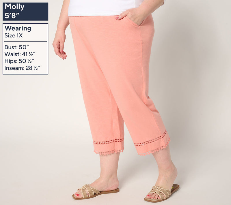 Belle by Kim Gravel Petite Slub Knit Diamond Trim Capri Pant — View 14