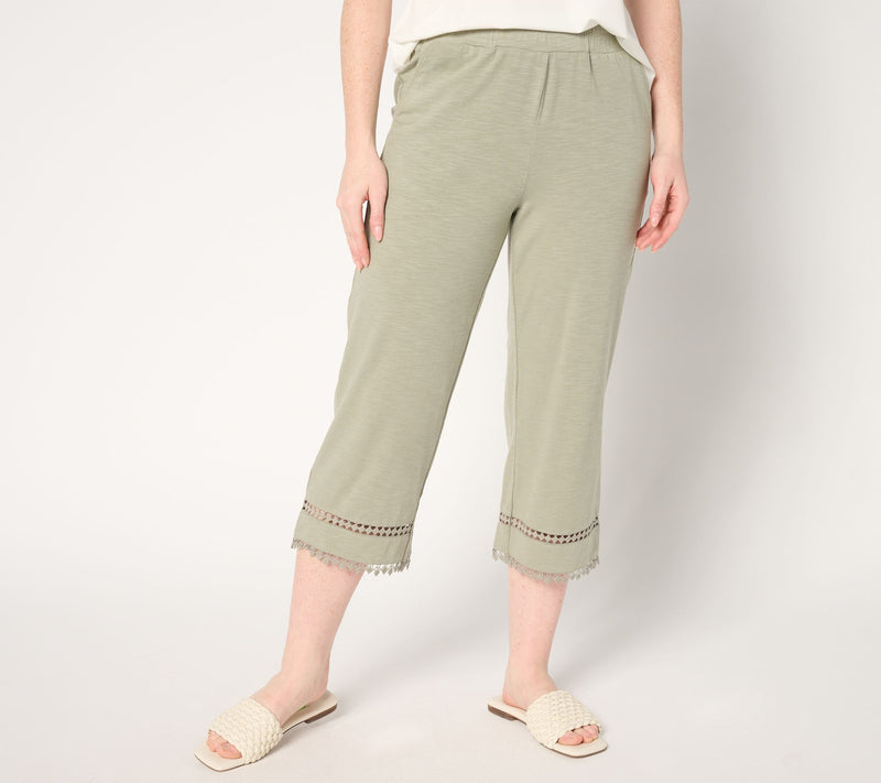 Belle by Kim Gravel Petite Slub Knit Diamond Trim Capri Pant — View 9