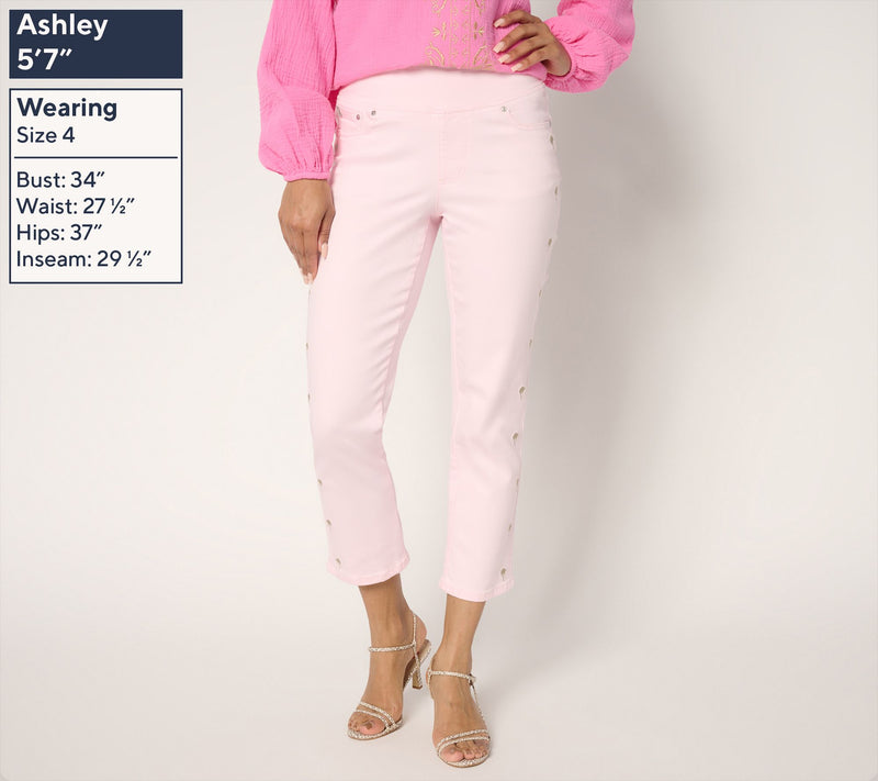Belle by Kim Gravel Petite TripleLuxe Twill Palm Cropped Jean — View 6