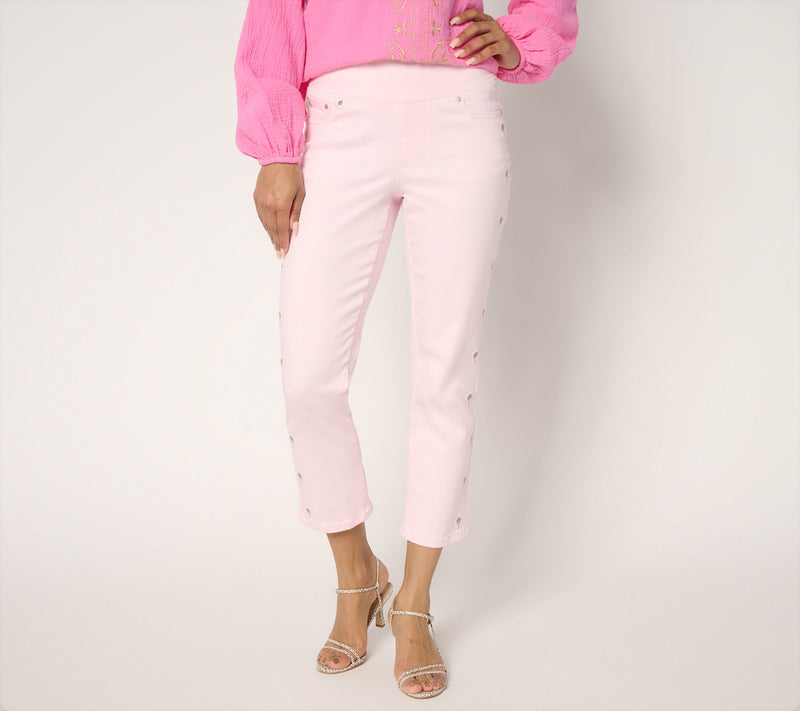 Belle by Kim Gravel Petite TripleLuxe Twill Palm Cropped Jean — View 3
