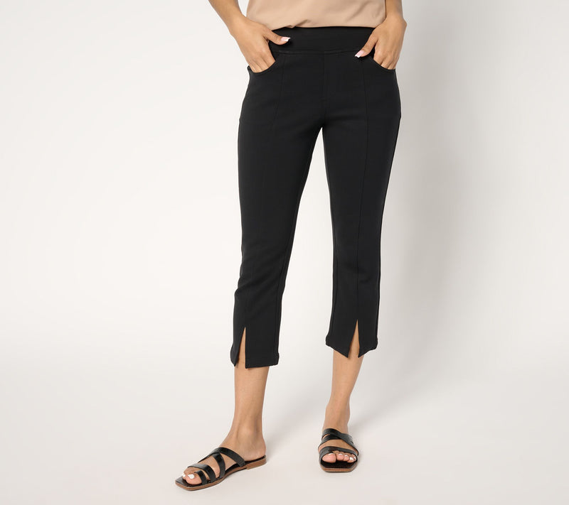 Belle by Kim Gravel Petite Ponte Seamed & Slit Polished Cropped Pant — View 3