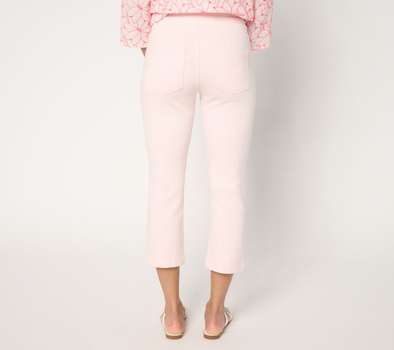 Belle by Kim Gravel Petite Ponte Seamed & Slit Polished Cropped Pant — View 14