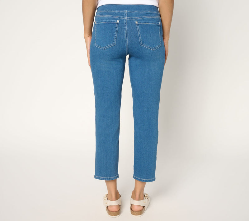 Belle by Kim Gravel Petite TripleLuxe Denim Palm Cropped Jean — View 7