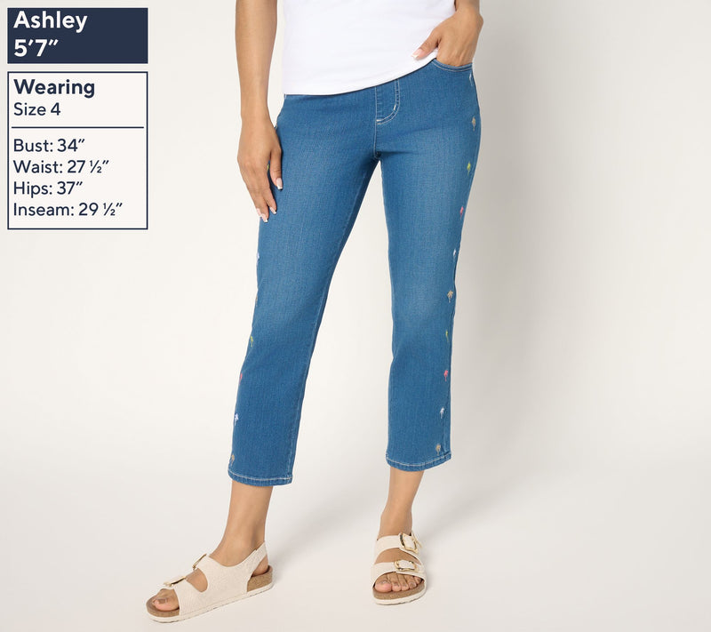 Belle by Kim Gravel Petite TripleLuxe Denim Palm Cropped Jean — View 6