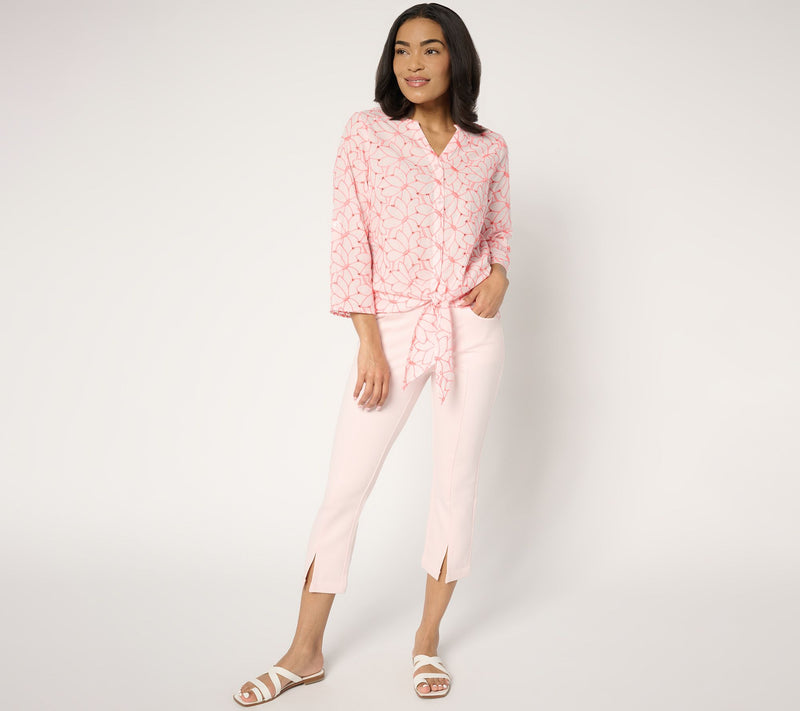 Belle by Kim Gravel Tall Ponte Seamed & Slit Polished Cropped Pant — View 15