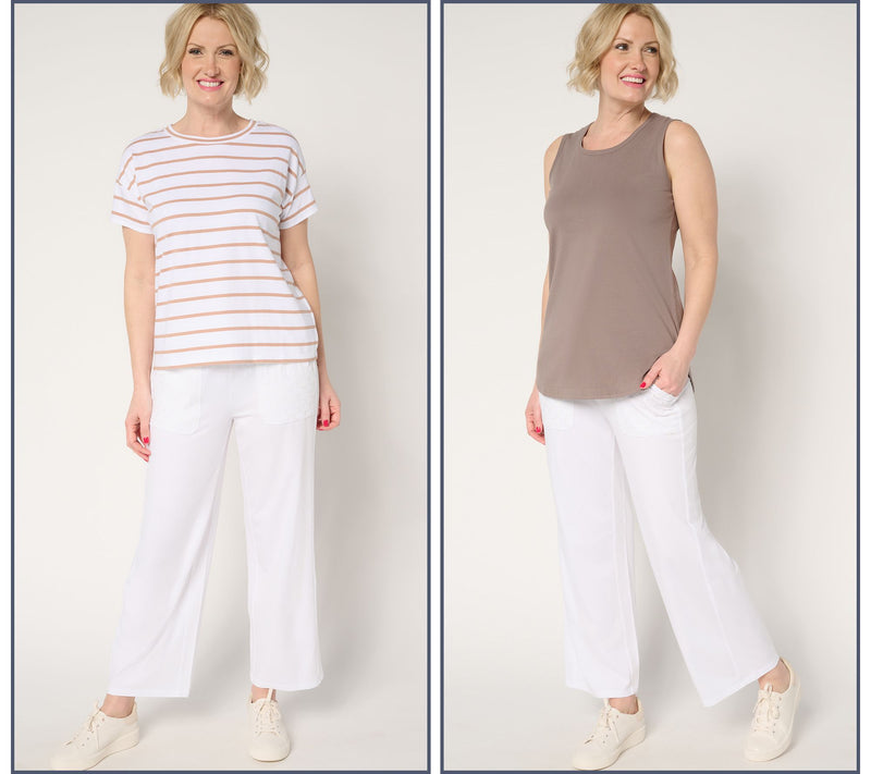 AnyBody Essentials 2-Pack Cotton Striped T-Shirt and Tank — View 5