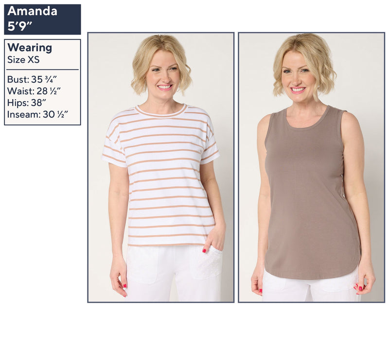AnyBody Essentials 2-Pack Cotton Striped T-Shirt and Tank — View 3