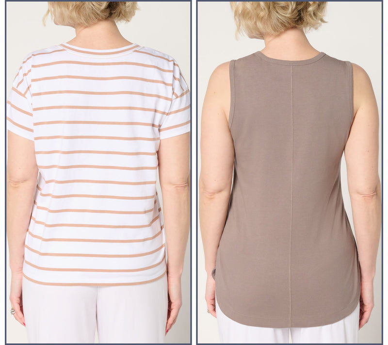 AnyBody Essentials 2-Pack Cotton Striped T-Shirt and Tank — View 4