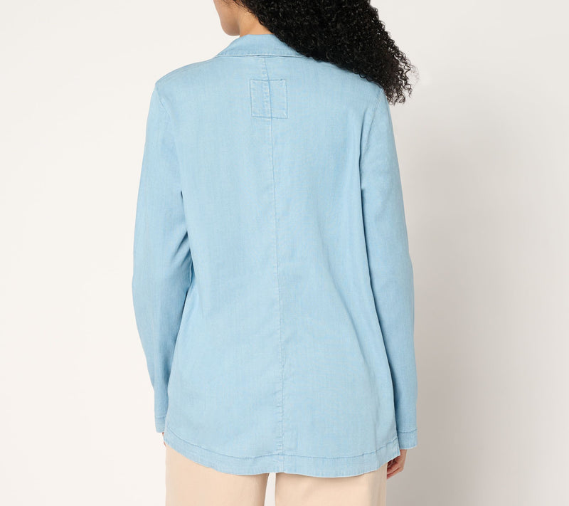 AnyBody Drapey Denim Blazer with Flap Pockets — View 4