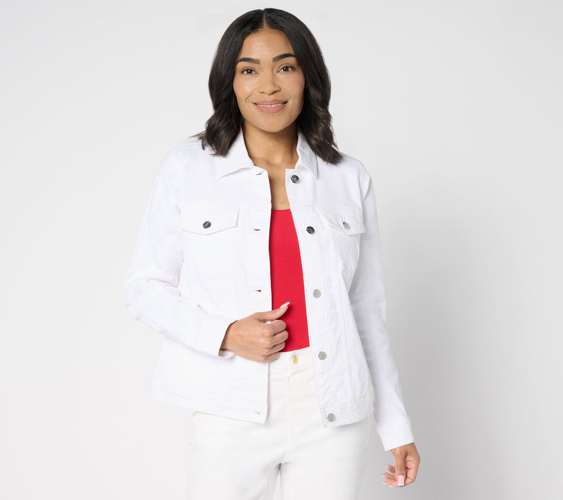 Denim & Co. Color Classic Stretch Denim Jacket w/ Star Buttons — View 11