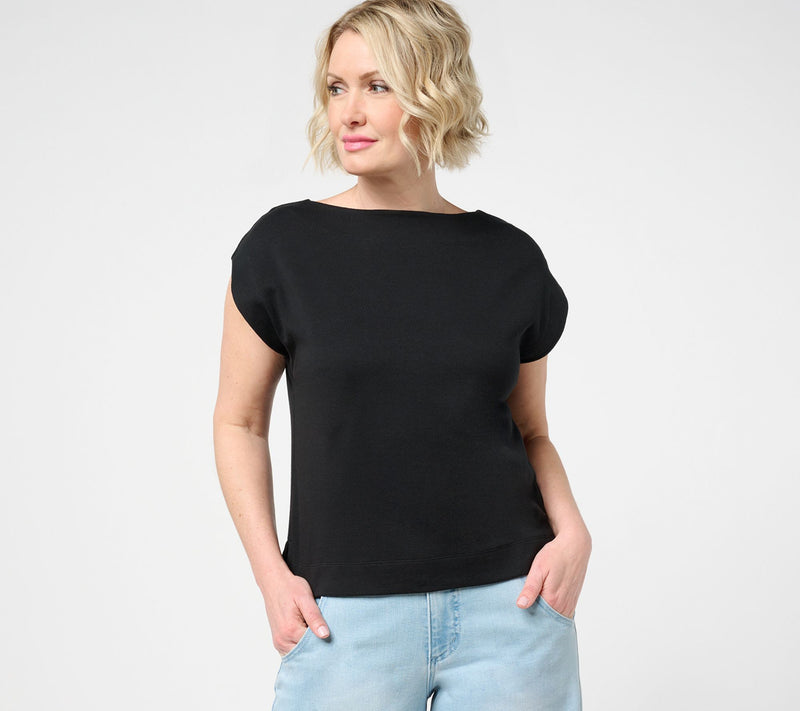Carla Rockmore Collection 100% Cotton Jersey Knit Boat Neck Top — View 7