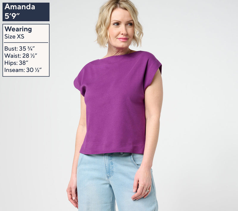 Carla Rockmore Collection 100% Cotton Jersey Knit Boat Neck Top — View 11