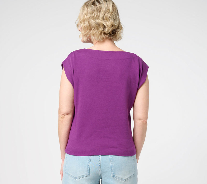 Carla Rockmore Collection 100% Cotton Jersey Knit Boat Neck Top — View 12