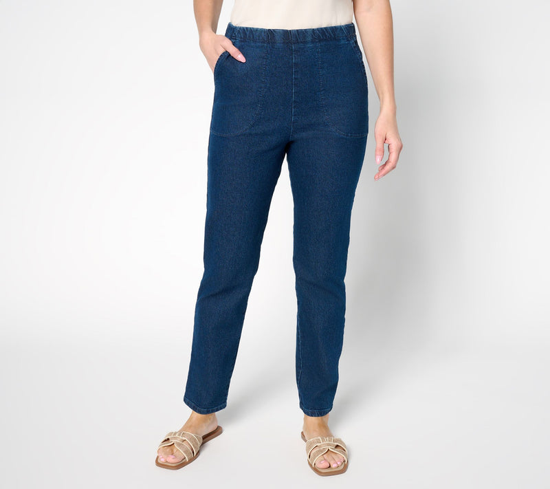 Denim & Co. Tall Indigo Flat Front Denim Side Pocket Pant — View 14