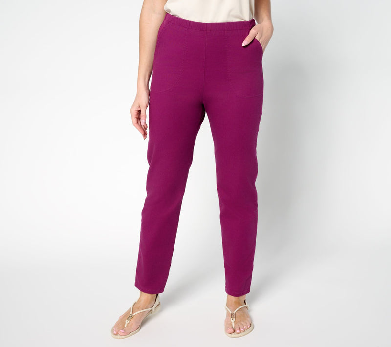 Denim & Co. Regular Color Flat Front Denim Side Pocket Pant — Main view