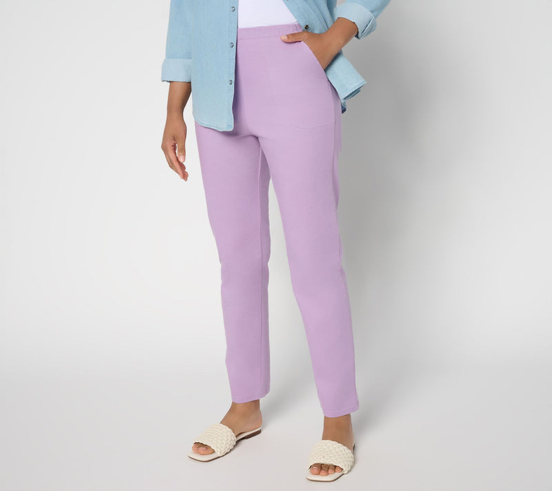 Denim & Co. Regular Color Flat Front Denim Side Pocket Pant — View 3