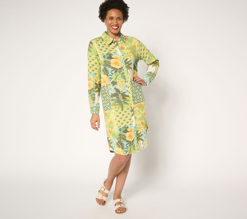 Denim & Co. Beach Regular Cotton Gauze Button Front Dress — View 7
