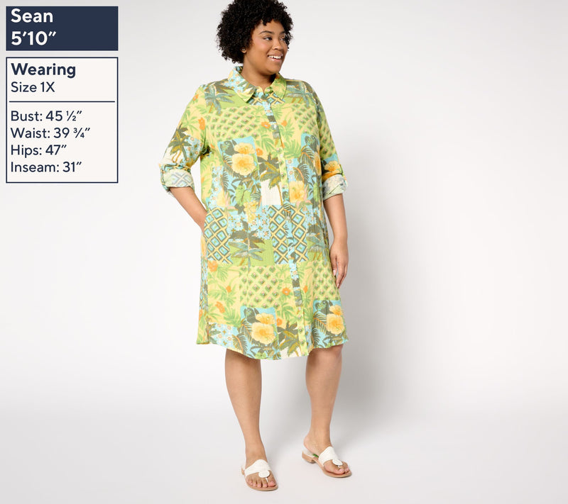 Denim & Co. Beach Regular Cotton Gauze Button Front Dress — View 12