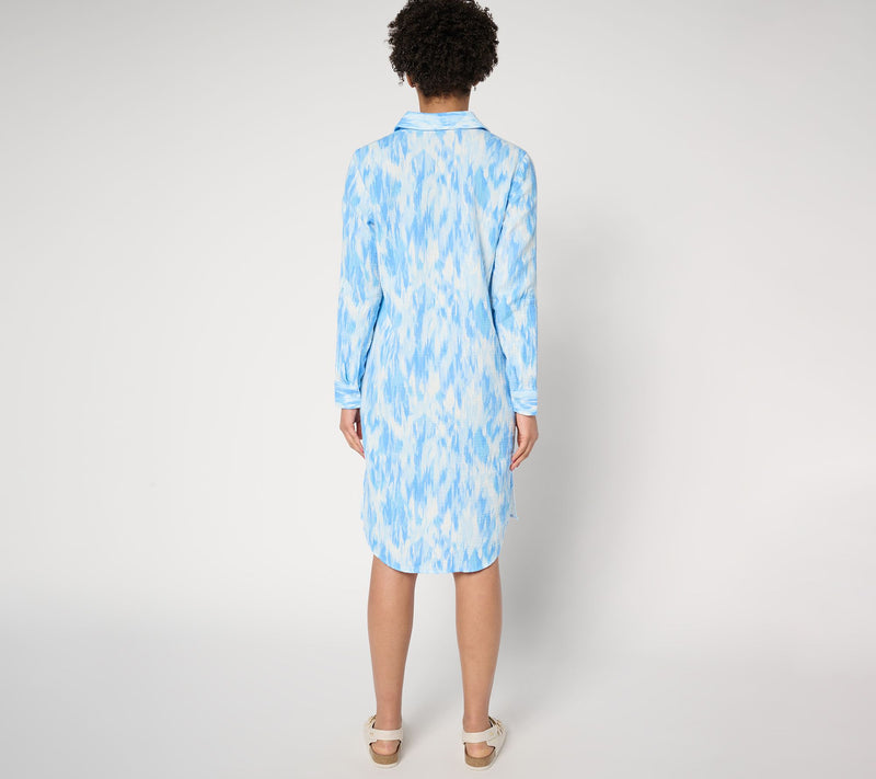 Denim & Co. Beach Petite Cotton Gauze Button Front Dress — View 13