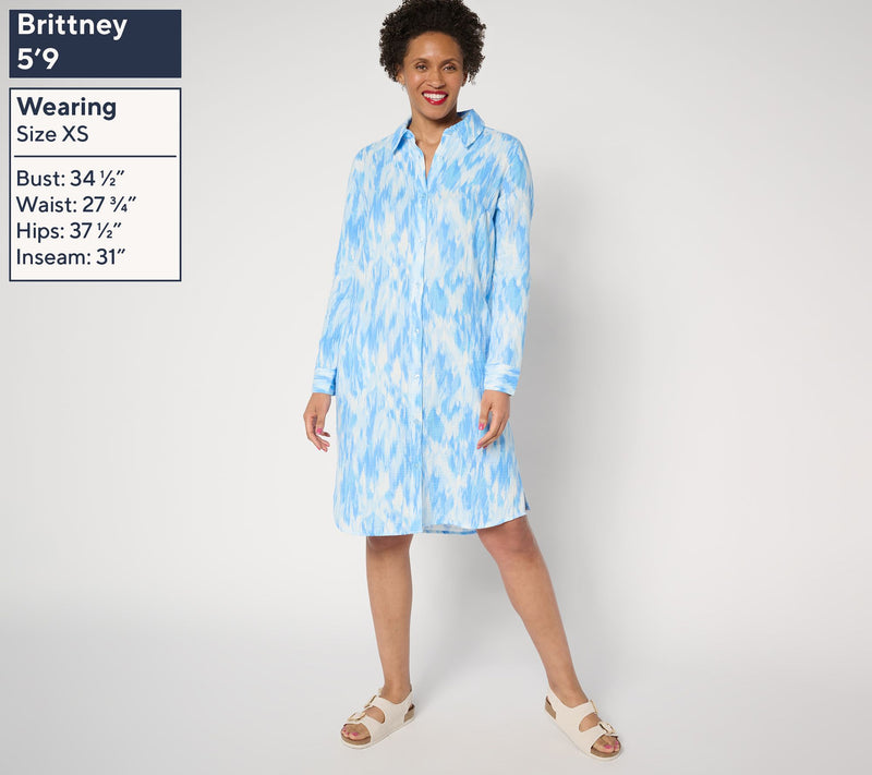 Denim & Co. Beach Petite Cotton Gauze Button Front Dress — View 12