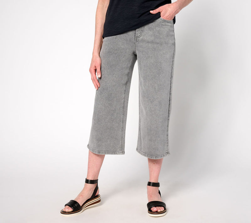 Denim & Co. Regular Classic Stretch Wide Leg Denim Capri — View 9
