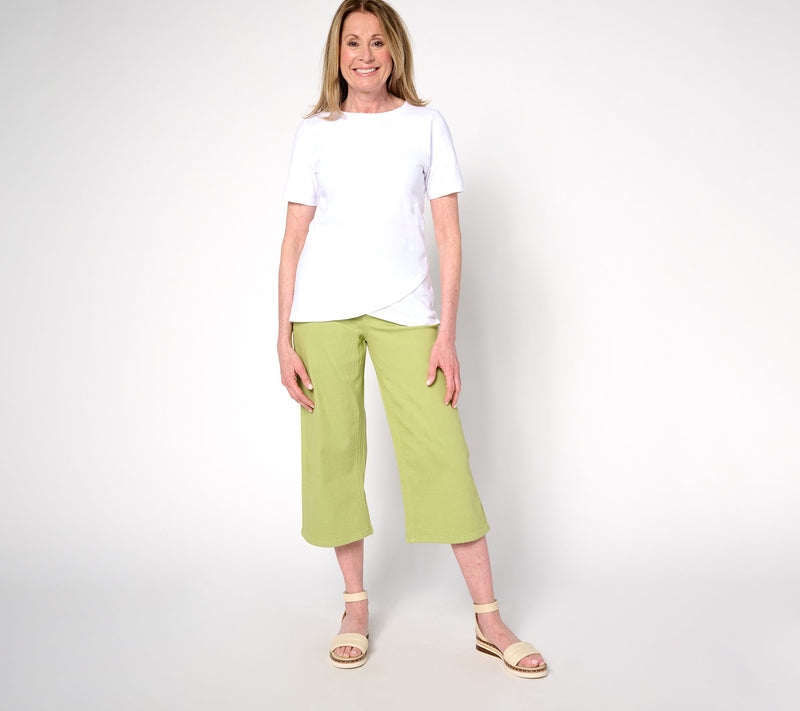 Denim & Co. Petite Classic Stretch Wide Leg Denim Capri — View 13
