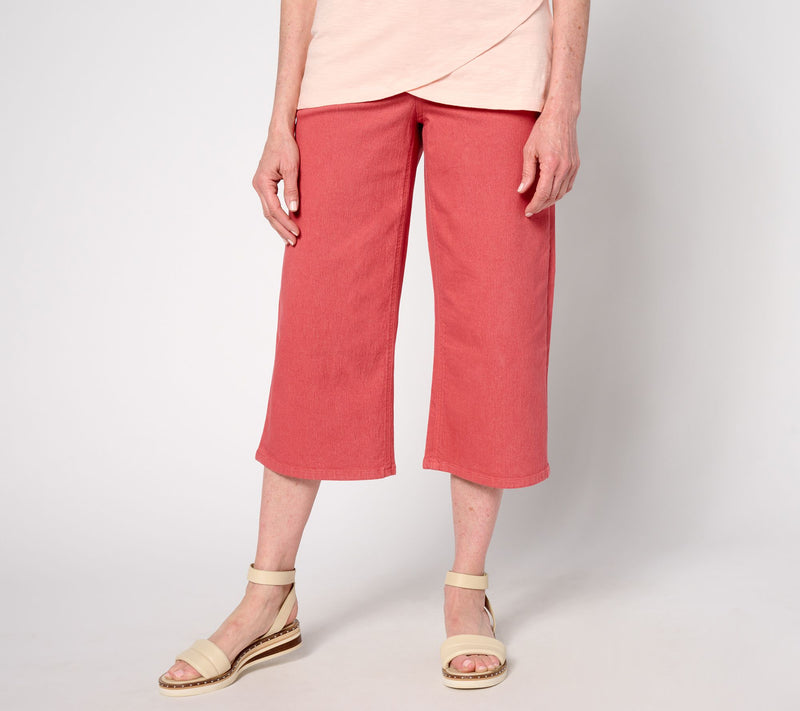 Denim & Co. Petite Classic Stretch Wide Leg Denim Capri — View 5