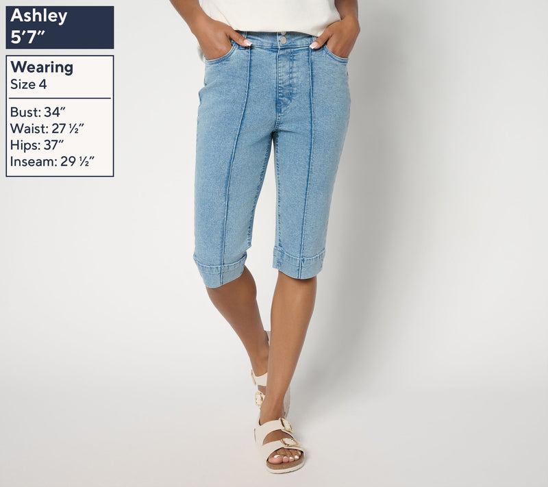 Denim & Co. Regular Indigo Classic Stretch Double Button Bermuda Short — View 6