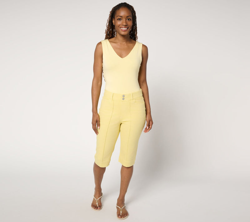 Denim & Co. Regular Color Classic Stretch Double Button Bermuda Short — View 9