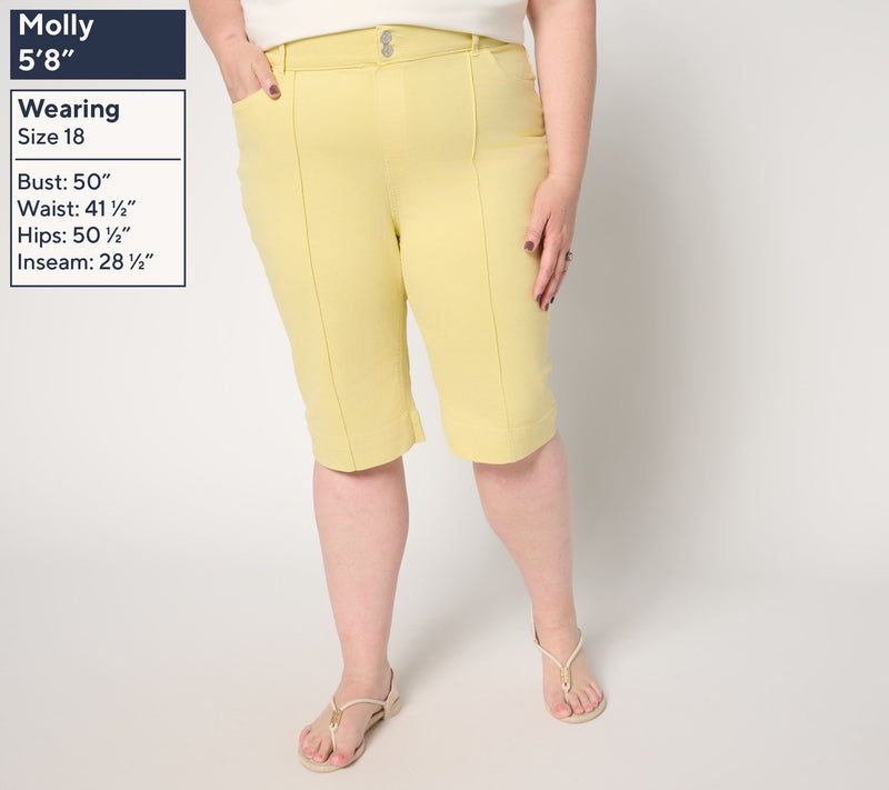 Denim & Co. Regular Color Classic Stretch Double Button Bermuda Short — View 6