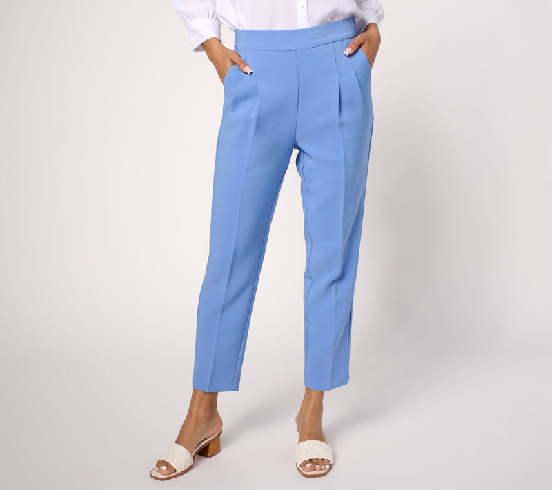 Isaac Mizrahi Live! Regular Stretch Crepe Tapered Leg Crop Pants — View 3