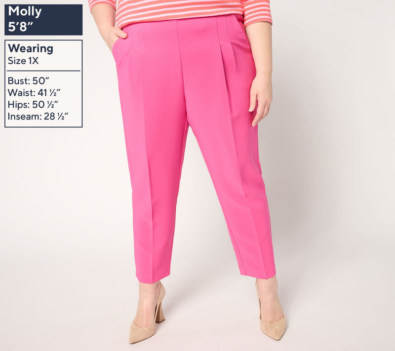Isaac Mizrahi Live! Petite Stretch Crepe Tapered Leg Crop Pants — View 10