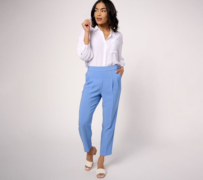 Isaac Mizrahi Live! Petite Stretch Crepe Tapered Leg Crop Pants — View 13
