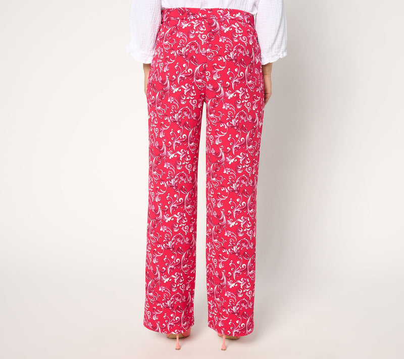 Isaac Mizrahi Live! Petite Printed Scuba Crepe Straight Leg Pants — View 4