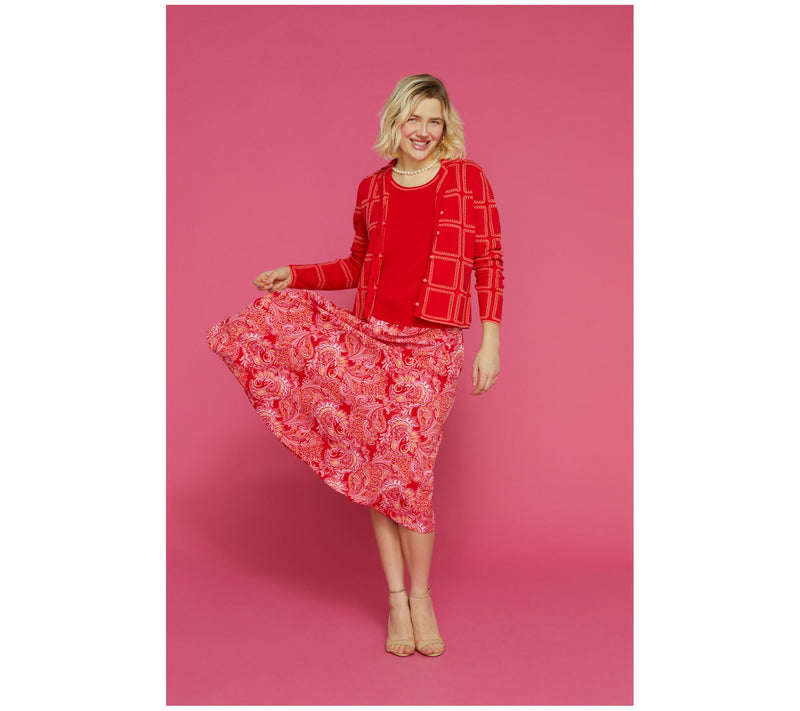 Isaac Mizrahi Live! Regular Printed Scuba Crepe Midi Skirt — View 7