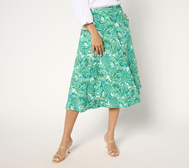 Isaac Mizrahi Live! Regular Printed Scuba Crepe Midi Skirt — View 13
