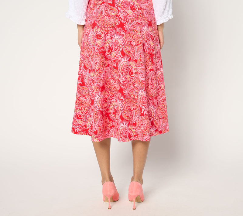 Isaac Mizrahi Live! Petite Printed Scuba Crepe Midi Skirt — View 4
