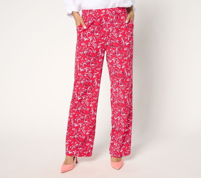 Isaac Mizrahi Live! Regular Printed Scuba Crepe Straight Leg Pants — Main view