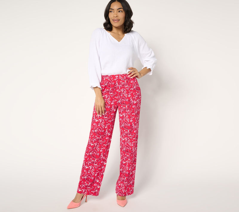 Isaac Mizrahi Live! Regular Printed Scuba Crepe Straight Leg Pants — View 5