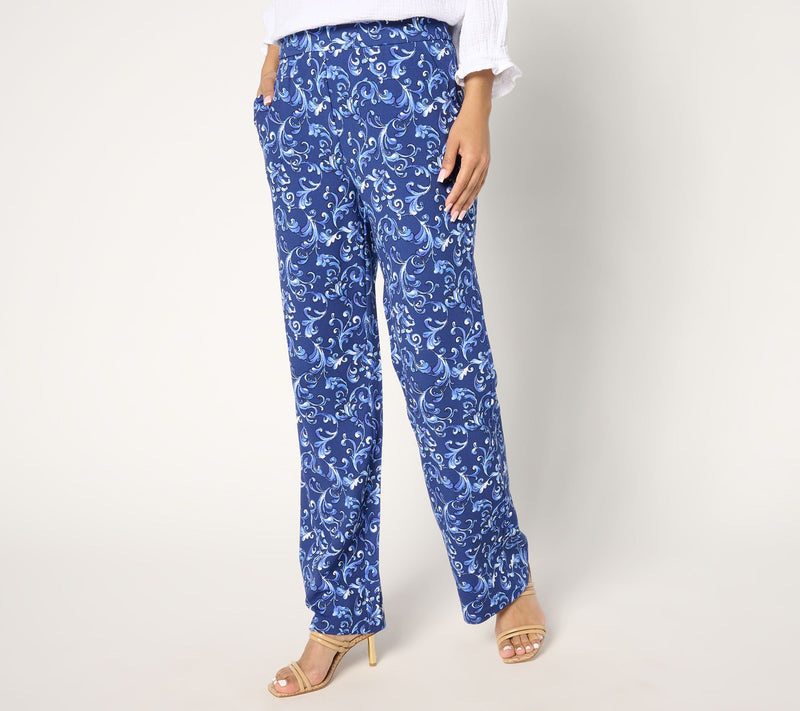 Isaac Mizrahi Live! Regular Printed Scuba Crepe Straight Leg Pants — View 12