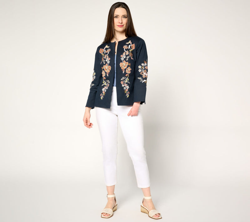Dennis Basso Floral Embroidered Jacket — View 9