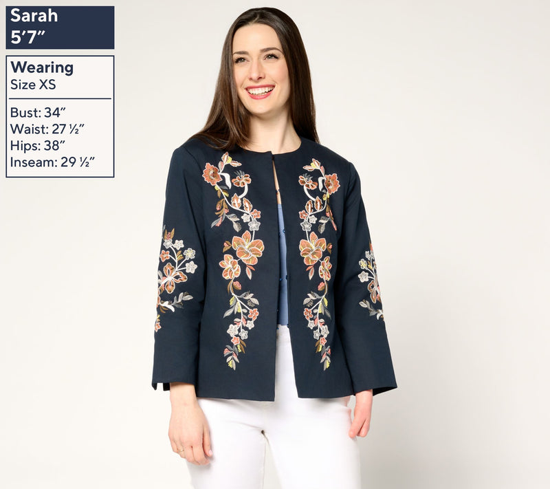 Dennis Basso Floral Embroidered Jacket — View 7