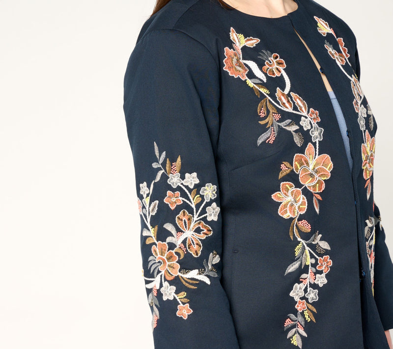 Dennis Basso Floral Embroidered Jacket — View 10