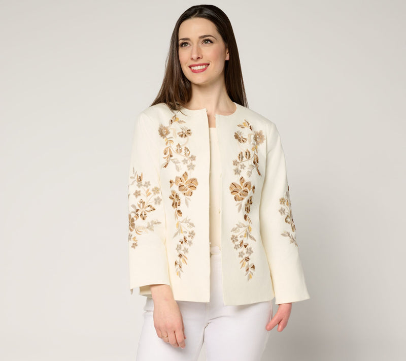 Dennis Basso Floral Embroidered Jacket — View 5