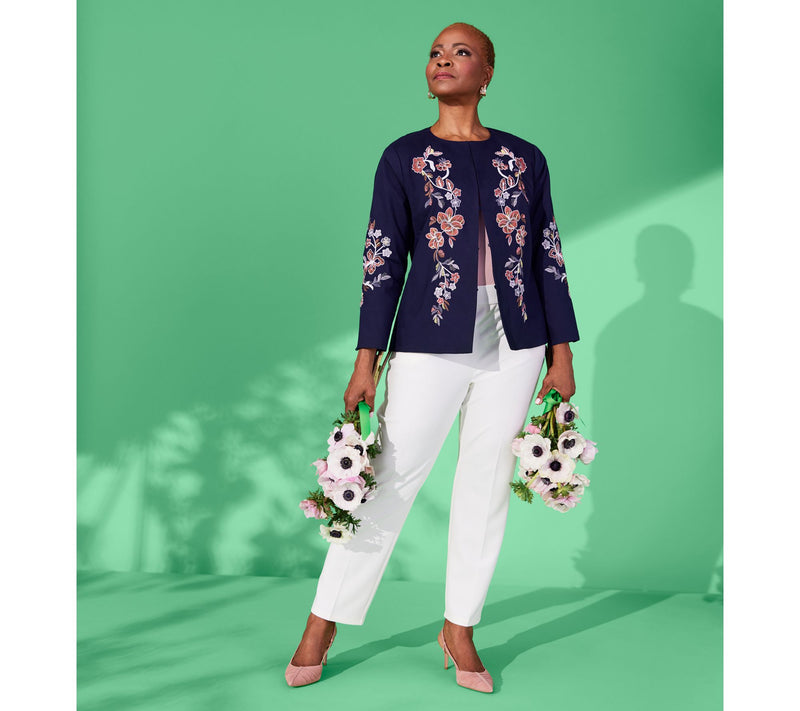 Dennis Basso Floral Embroidered Jacket — View 11
