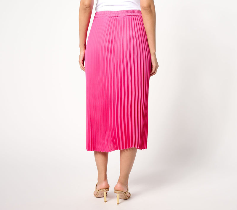 Dennis Basso Petite Woven Pleated Pull-On Skirt — View 10