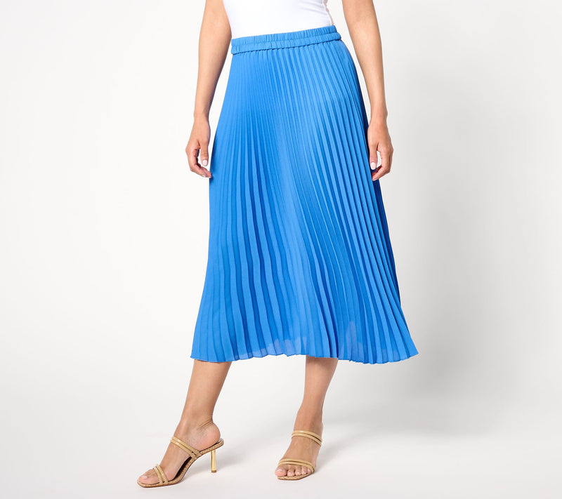 Dennis Basso Petite Woven Pleated Pull-On Skirt — View 7